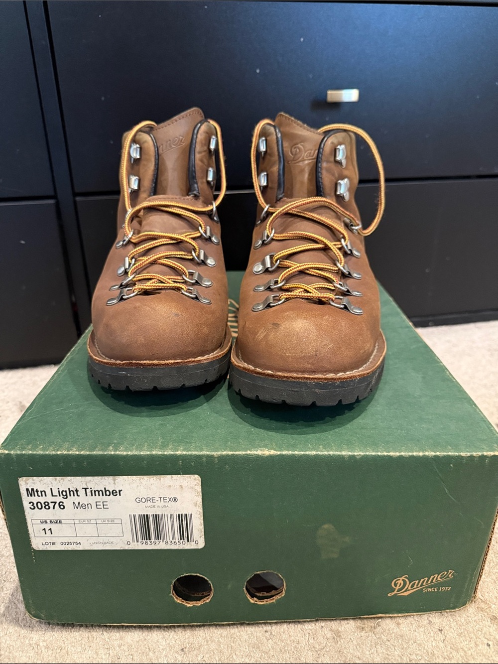 Danner Brown Leather Men's Hiking Boots with Yellow Laces